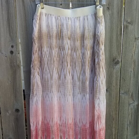 Chico's Women's Skirt Maxi Size 2 Large Peach, Beige Cream Long Elastic Band - Picture 4 of 12
